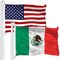 G128 Combo Pack: USA 3x5 Ft 150D Printed Stars & Mexico (Mexican) Flag 3x5 Ft 150D Printed